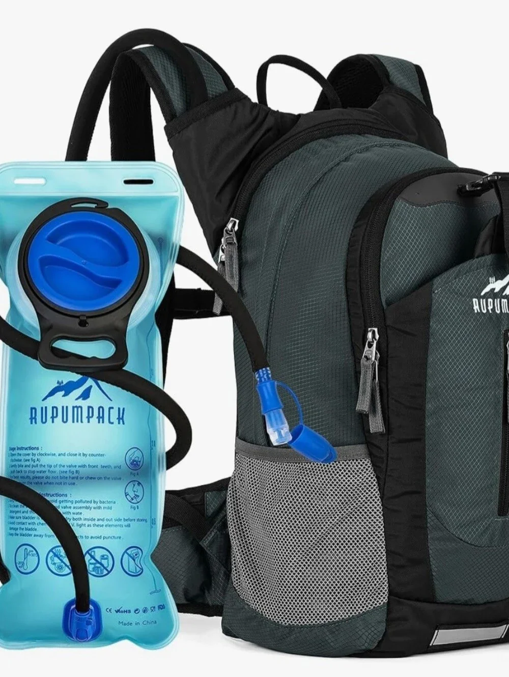 RUPUMPACK Hydration Backpack 2L Insulated Water Bladder Men Women Kids EUC